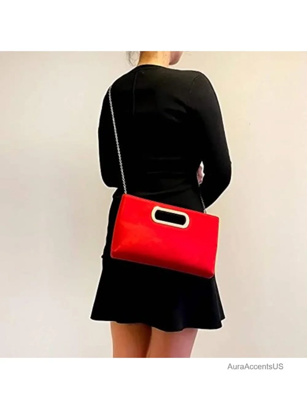 Faux Suede Top Handle Clutch with Detachable Chain Strap